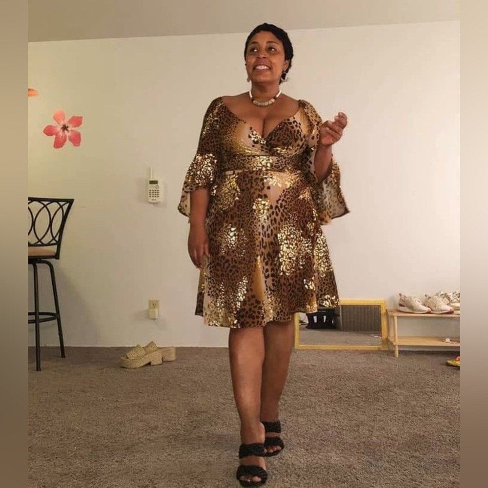 Golden Animal Print Dress